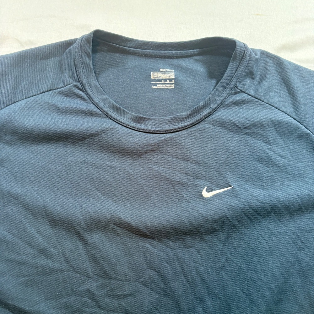 Nike Fit Dry T-Shirt Mens Large Navy Blue Short Sleeve Athletic Training Top